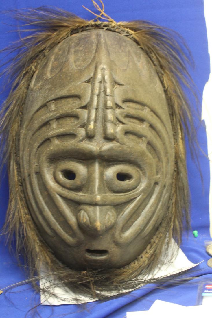 Antique/Vintage Wooden African Mask: appeared to be old - approximately 21 inches long - wire needs to be restrung