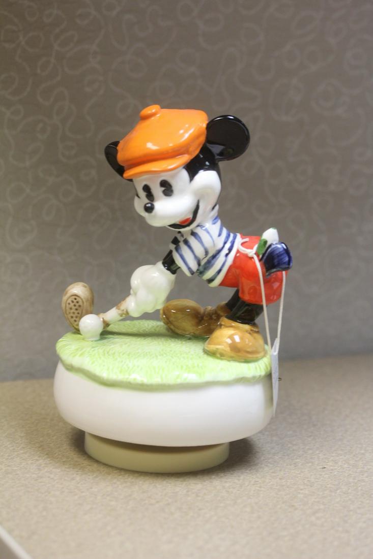 Disney Mickey mouse music box: schmid, ceramic, 7 1/4" tall