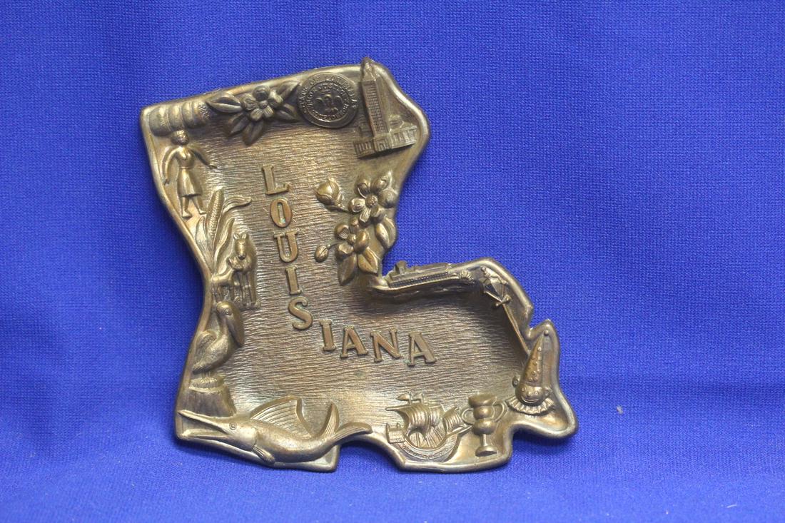 A Louisiana Souvenir Metal Ashtray: as shown