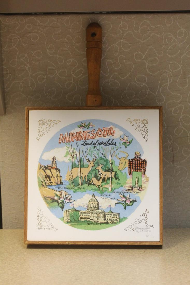 Ceramic Trivet: wood housing - 6 3/8" square without the handle