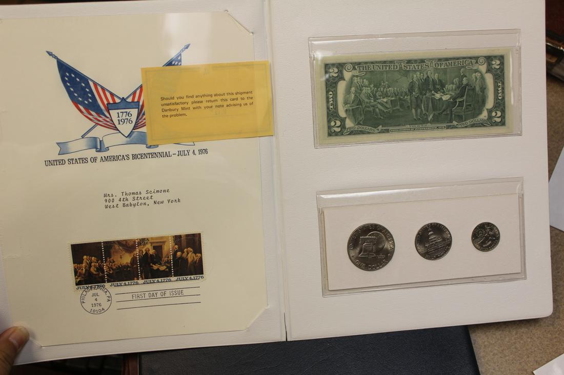 Danbury Mint Stamps Coins Currency Set: as shown
