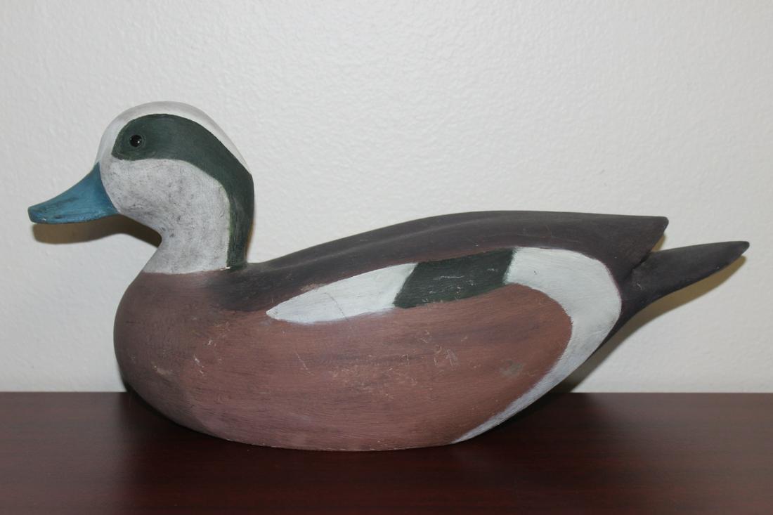A Signed Wooden Duck Decoy: 15" long