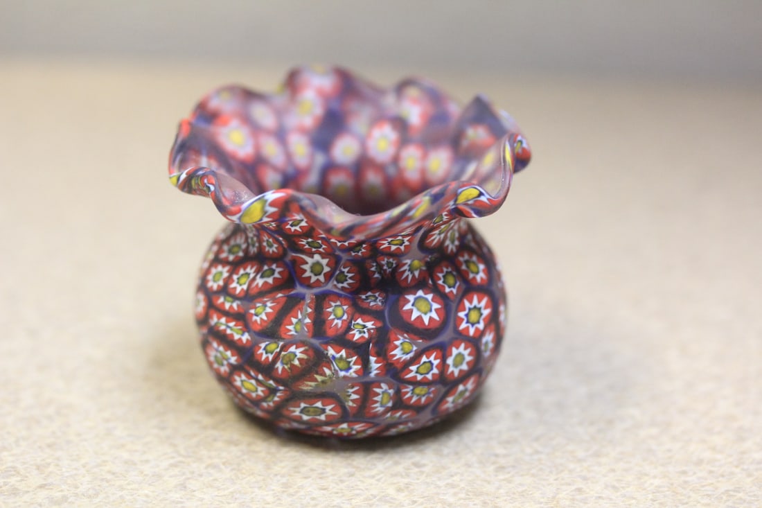 Italian Millefiori Toothpick Holder: 2 1/8" tall