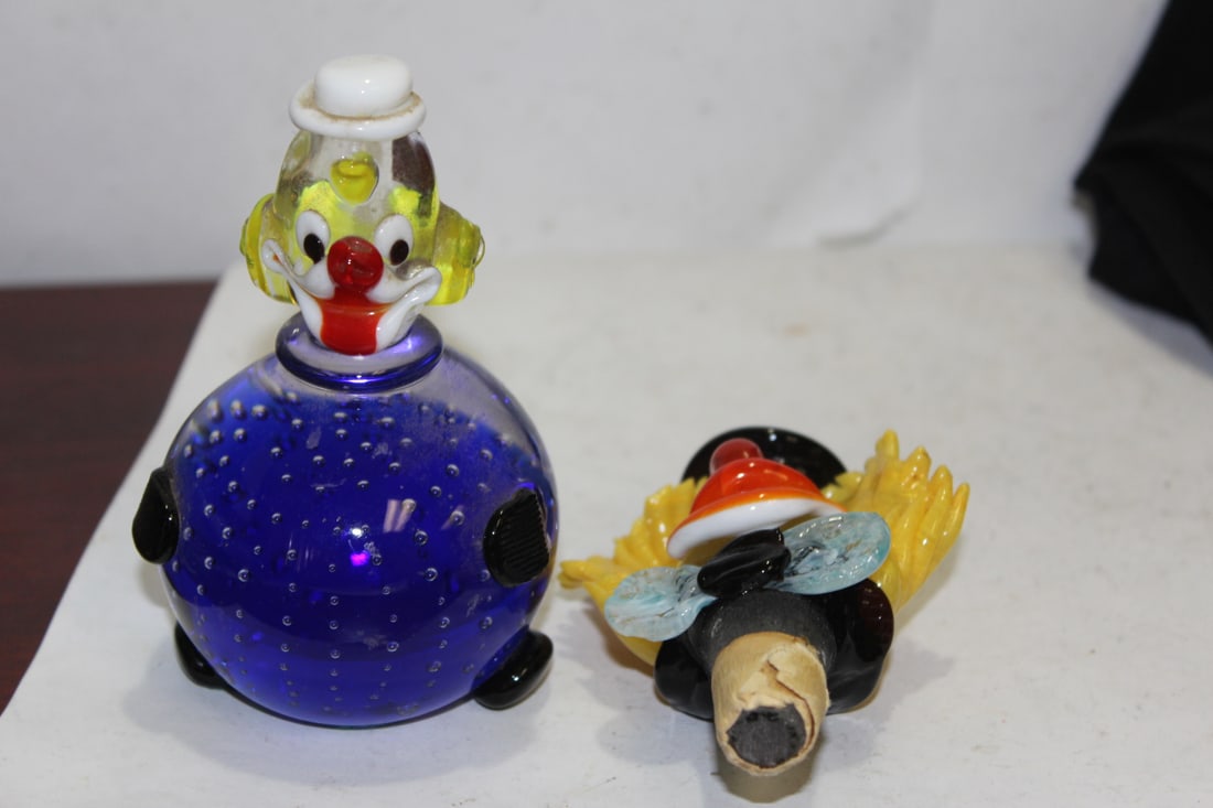 A Murano Clown and Stopper: clown= 4 1/2" tall