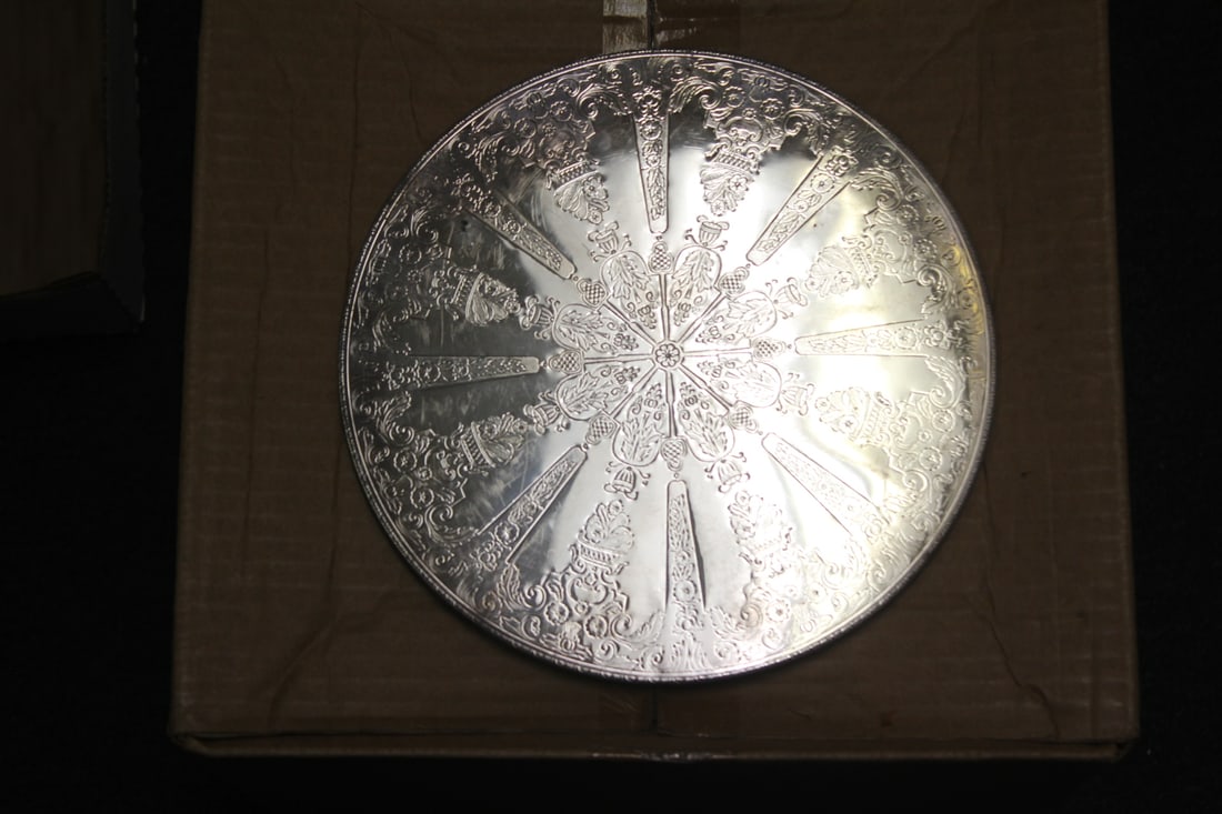 Silverplated Trivet: scroll design - made in Sweden - 8 5/8" in diameter