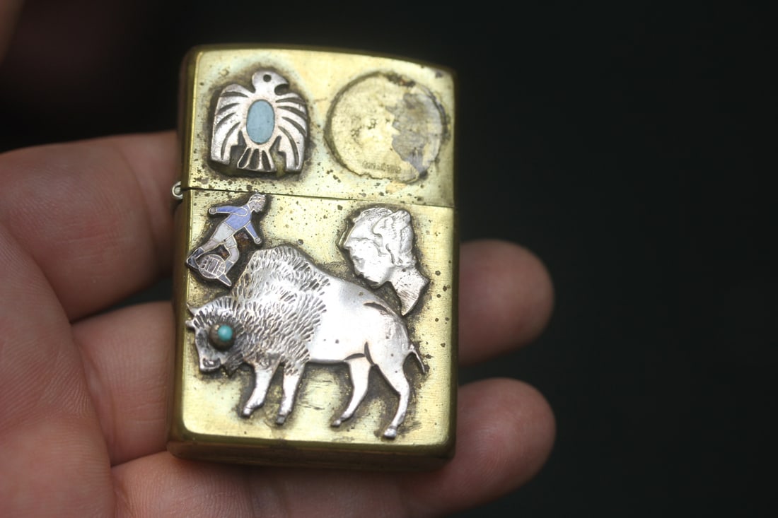 Vintage Zippo Lighter with Sterling Attached to it: missing a couple