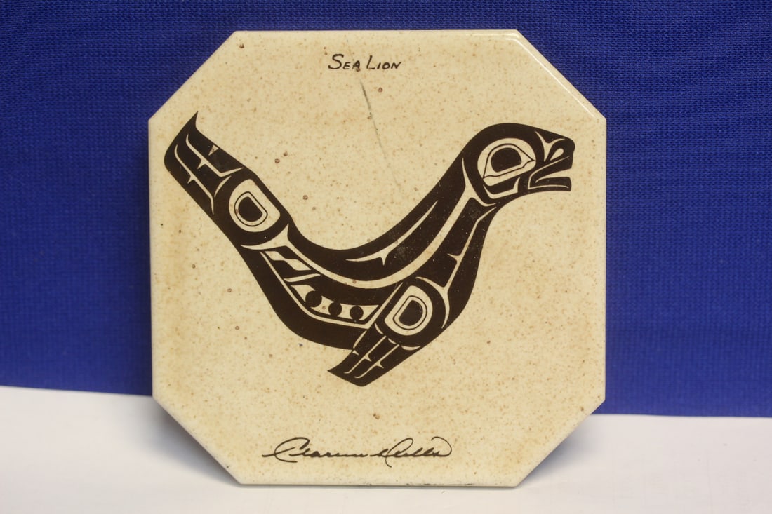 Decorative Clarence Wells Tile: coaster - 4" square