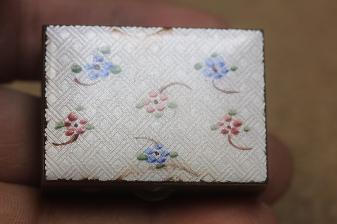Enamel and Metal Pill Box: as shown