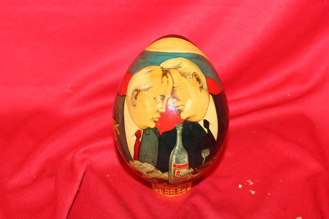 A Russian Egg on Stand: overall= 5" tall - one small blemish as shown