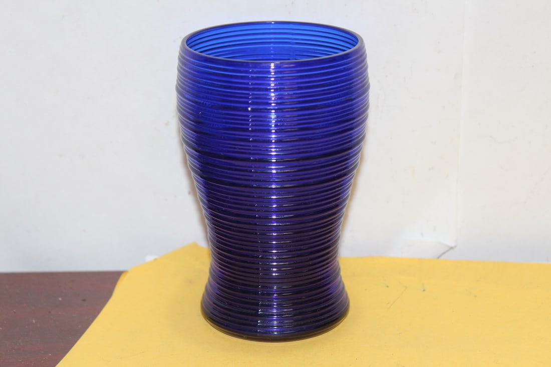 A Cobalt Blue Glass Cup: 5" tall