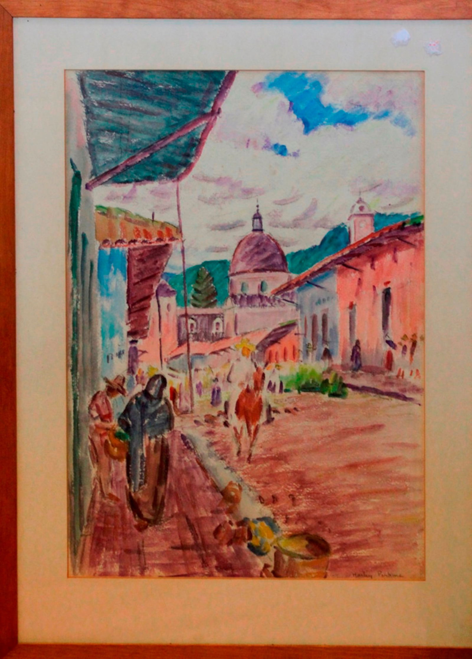 Watercolor by Listed Artist Harley Perkins: Overall 29" x 21 1/2". Sight size 21" x 18".