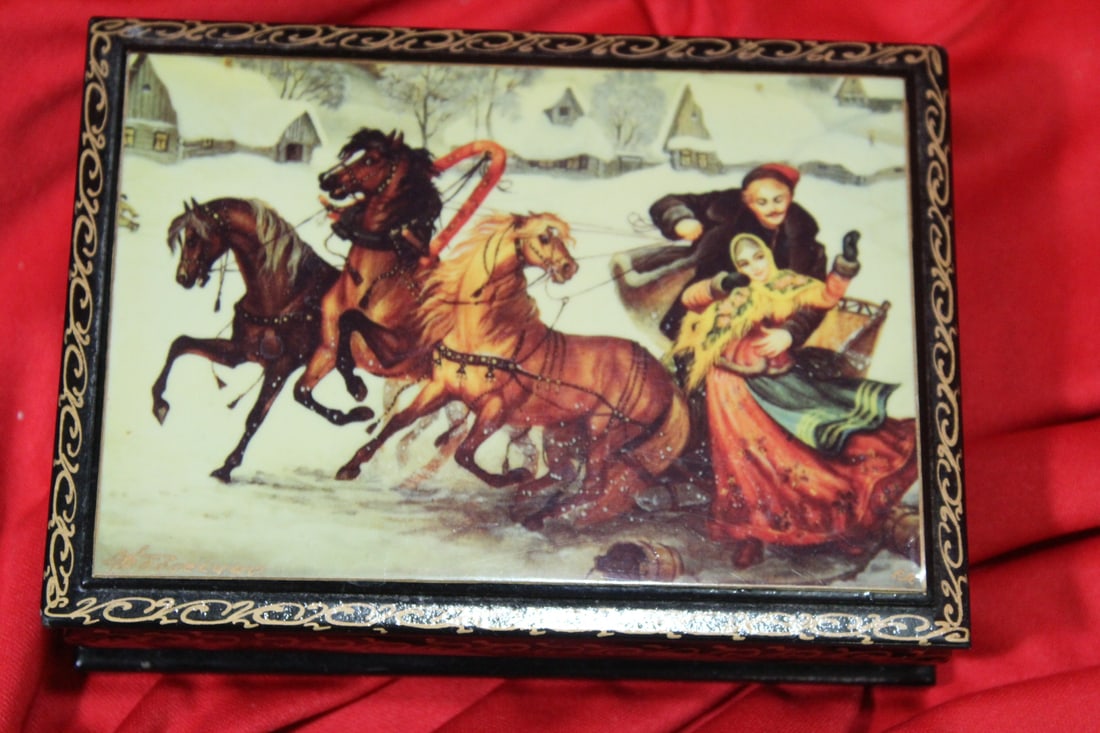 A Signed Russian Lacquer Box: 5 1/2" across