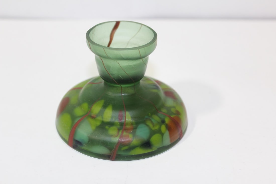 An art Glass Candle Holder: 2 3/4" tall