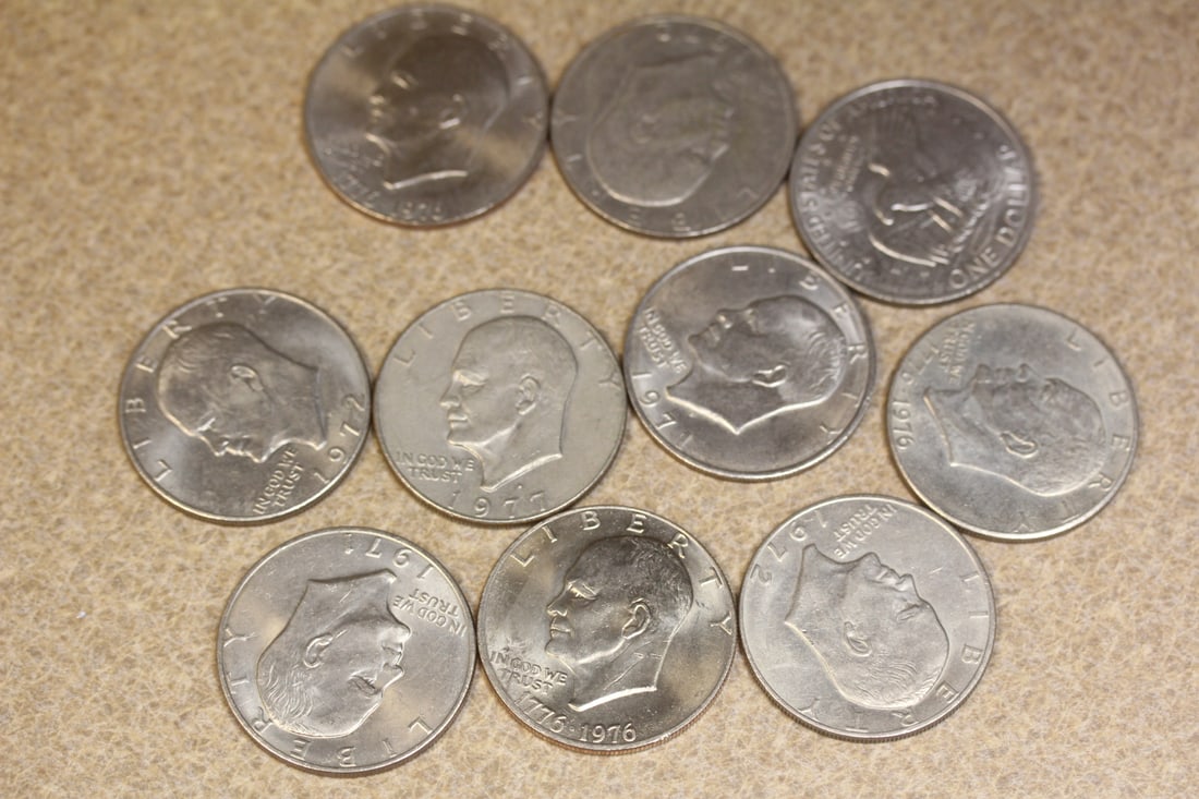 Lot of 10 Clad IKE Dollars: as shown