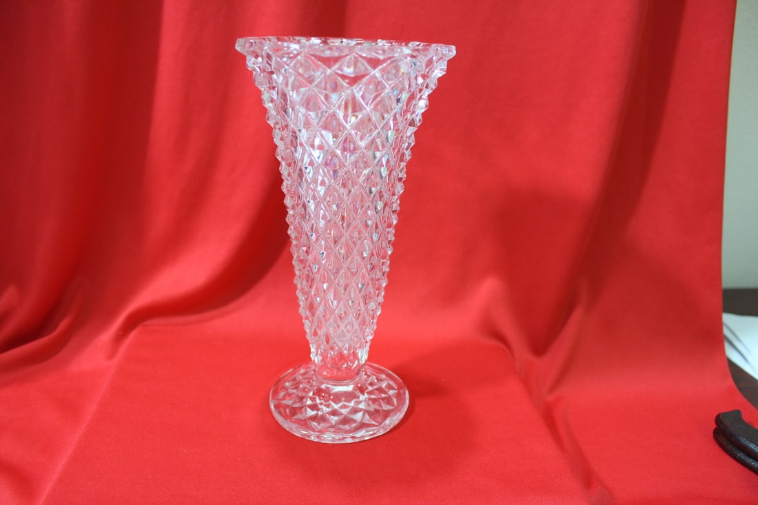 A Pressed Glass Vase: possibly Fostoria? - 8 1/4"
