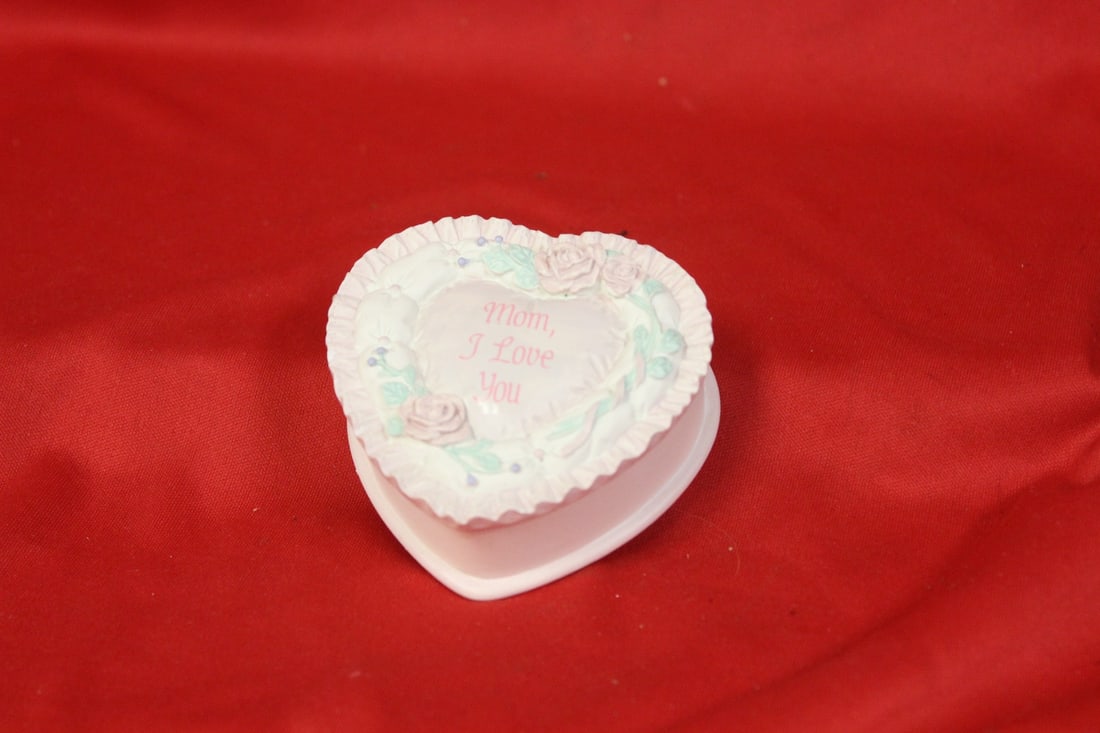 A Heart Trinket Box: 3" across