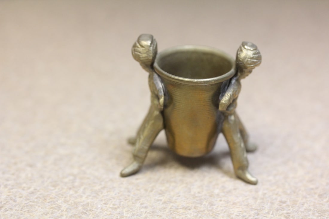 Unusual Small Bronze Cup: 1 3/4" tall - possibly Turkish