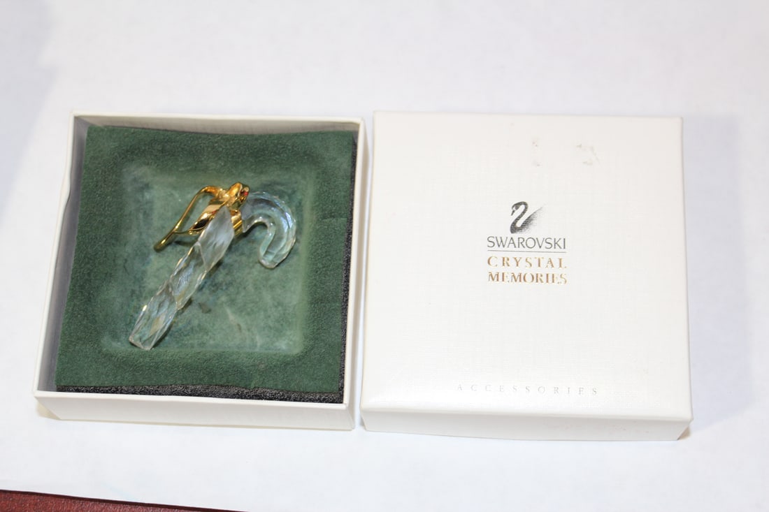 A Swarovski Crystal Candy Cane: boxed - 2 1/2" across