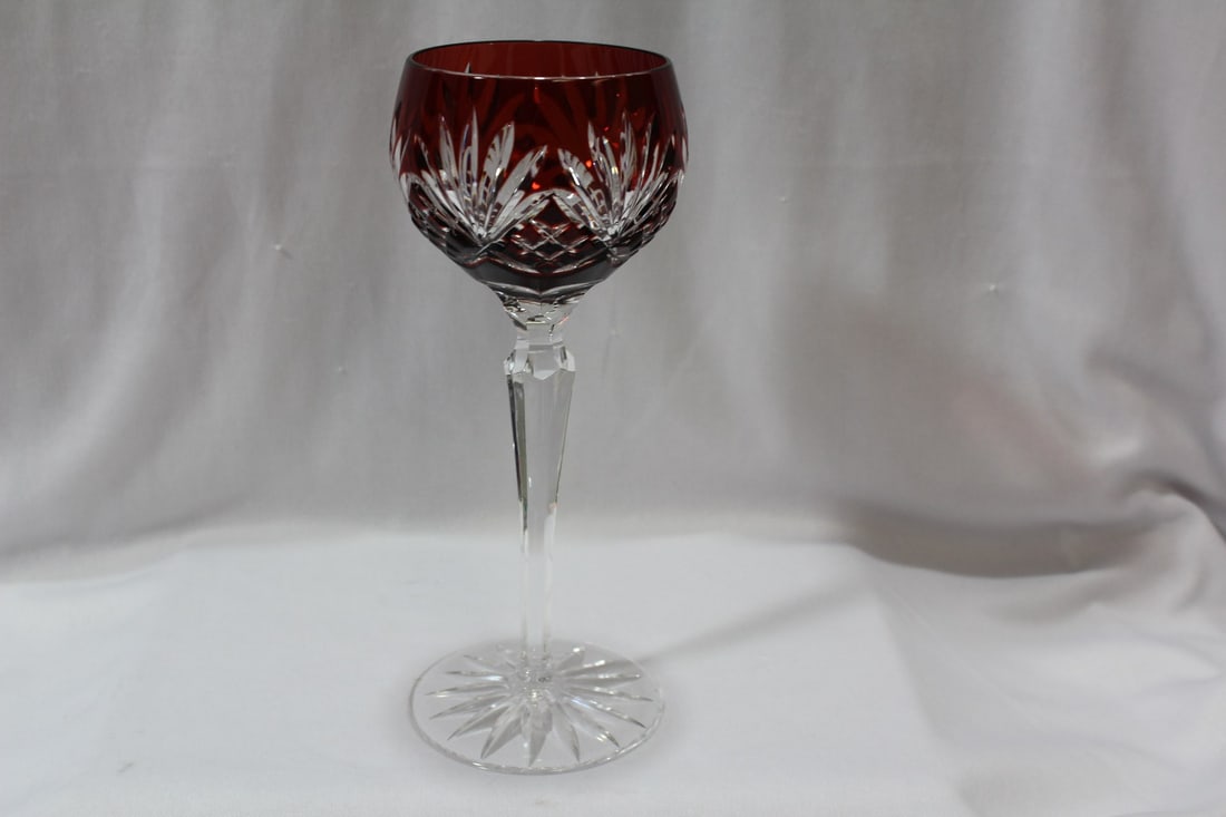 An Ruby Red Cut Glass Goblet: 8 1/4" tall