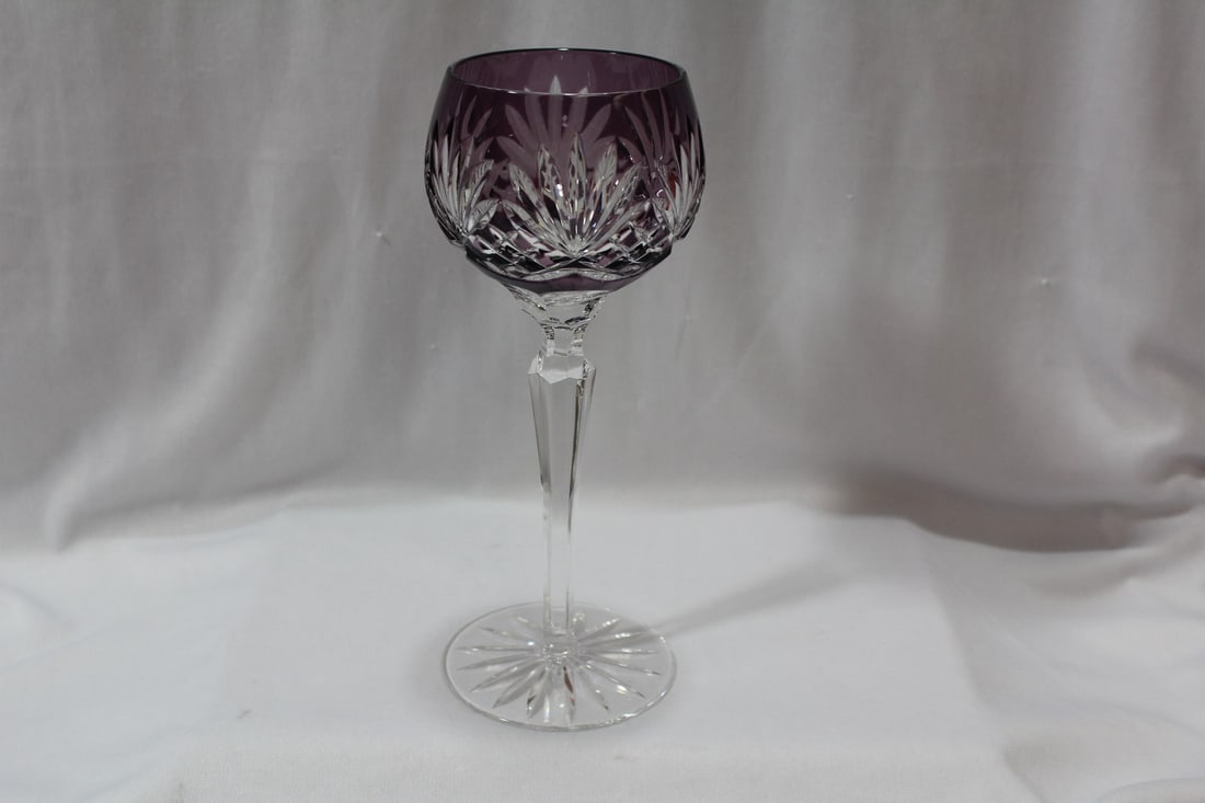 An Amethyst Cut Glass Goblet: 8 1/4" tall