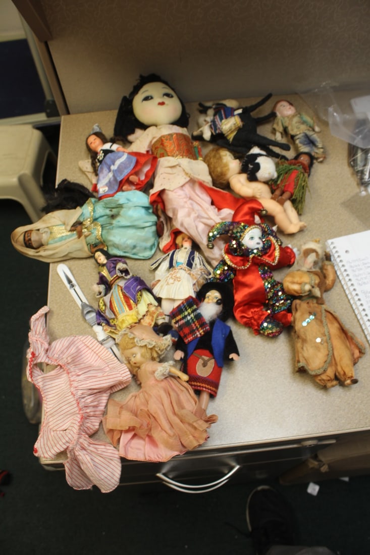Lot of Vintage Dolls: to include a rare antique Chinese baby doll - tallest= 16" - some as found