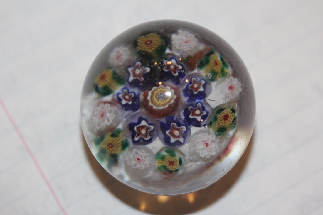 Small Millifiori Art Glass Paperweight: as shown on photos