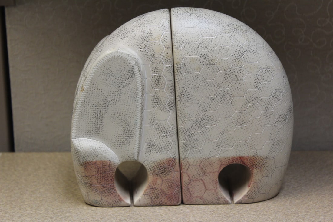 Pair of Stone Elephant Bookends: together approximately 7" wide