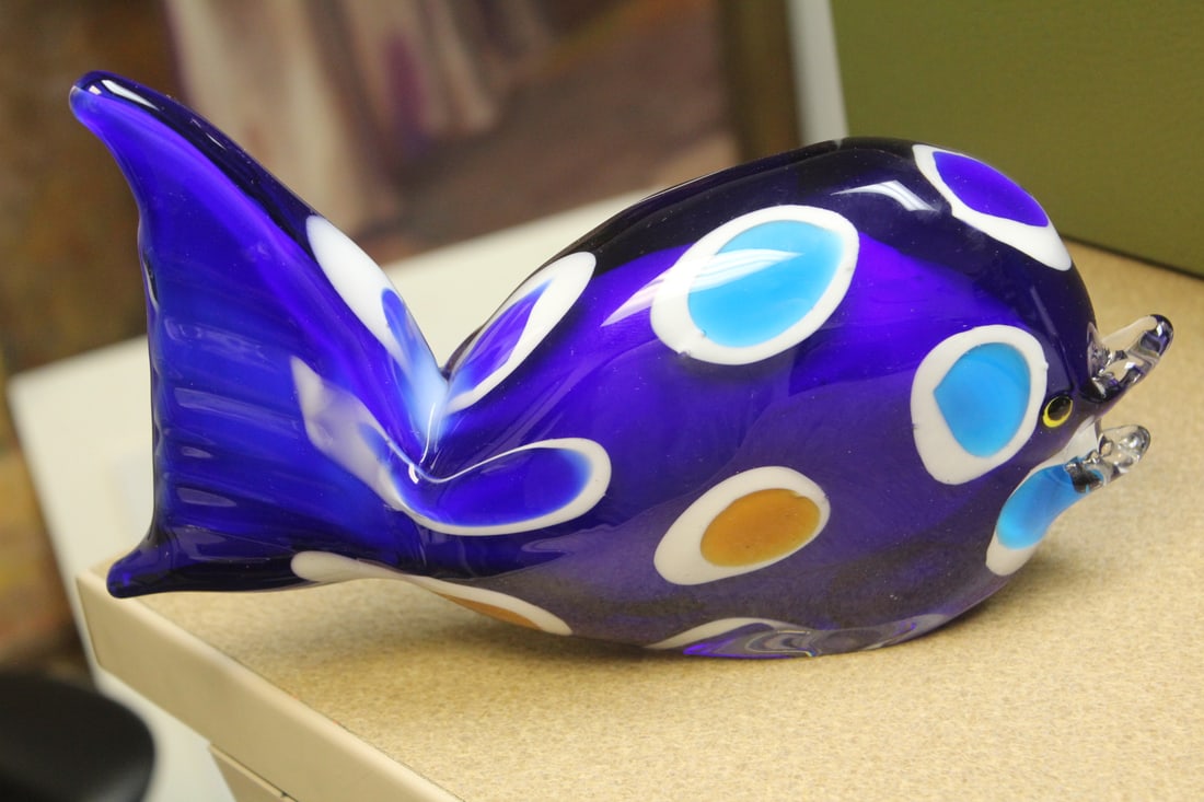 Murano or Murano-Style Art Glass Fish: 9 inches across