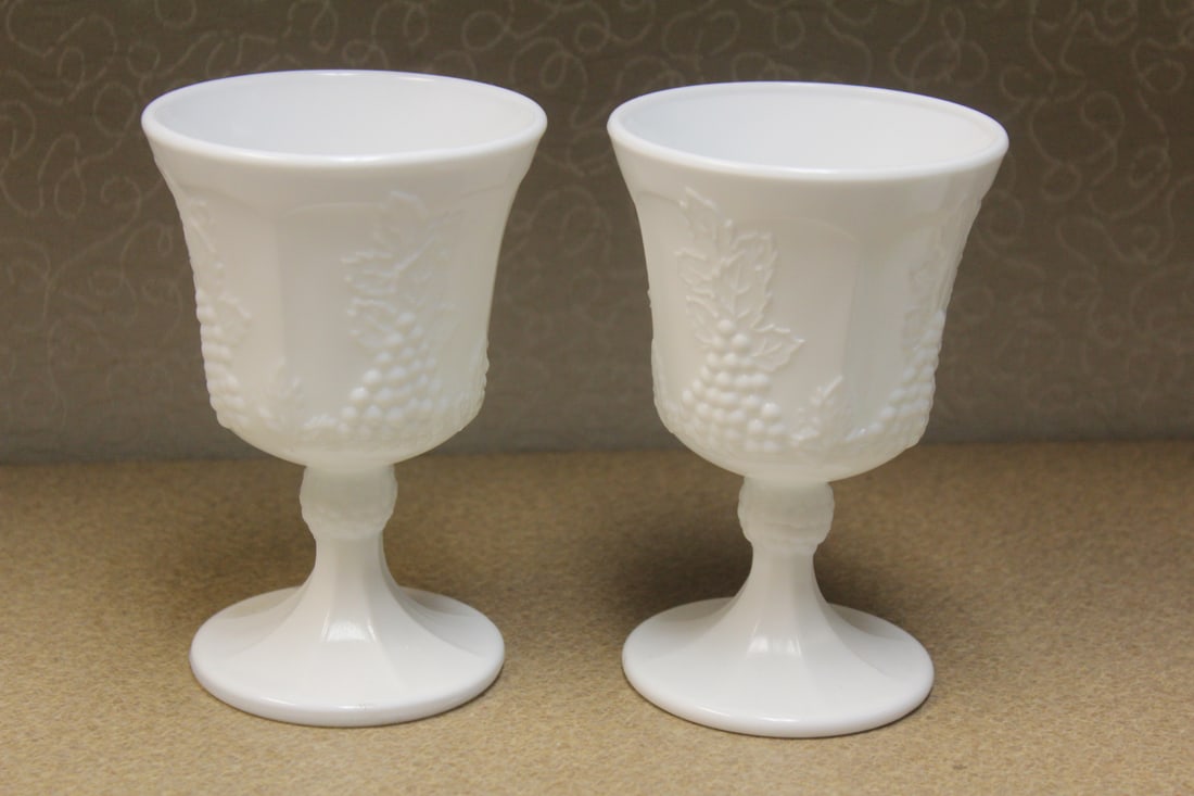 Pair of Milk Glass Cups: 5 1/2" tall