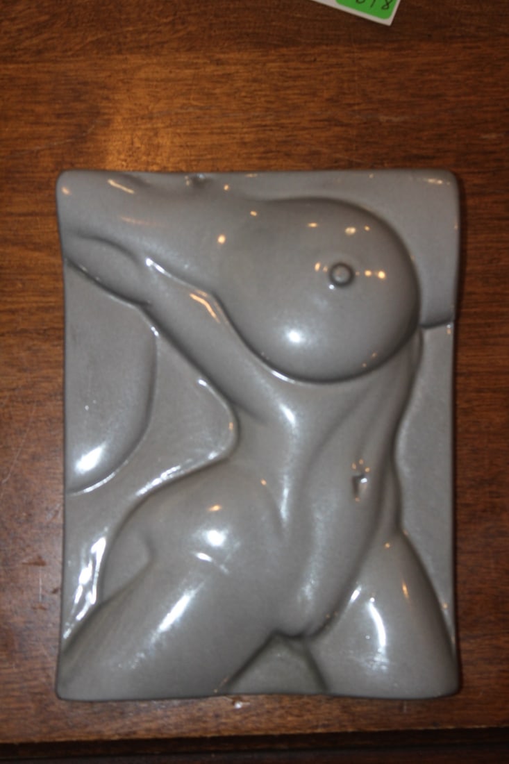 Erotic tile: signed: Don Maguire - 6 3/8" x 5 7/8"