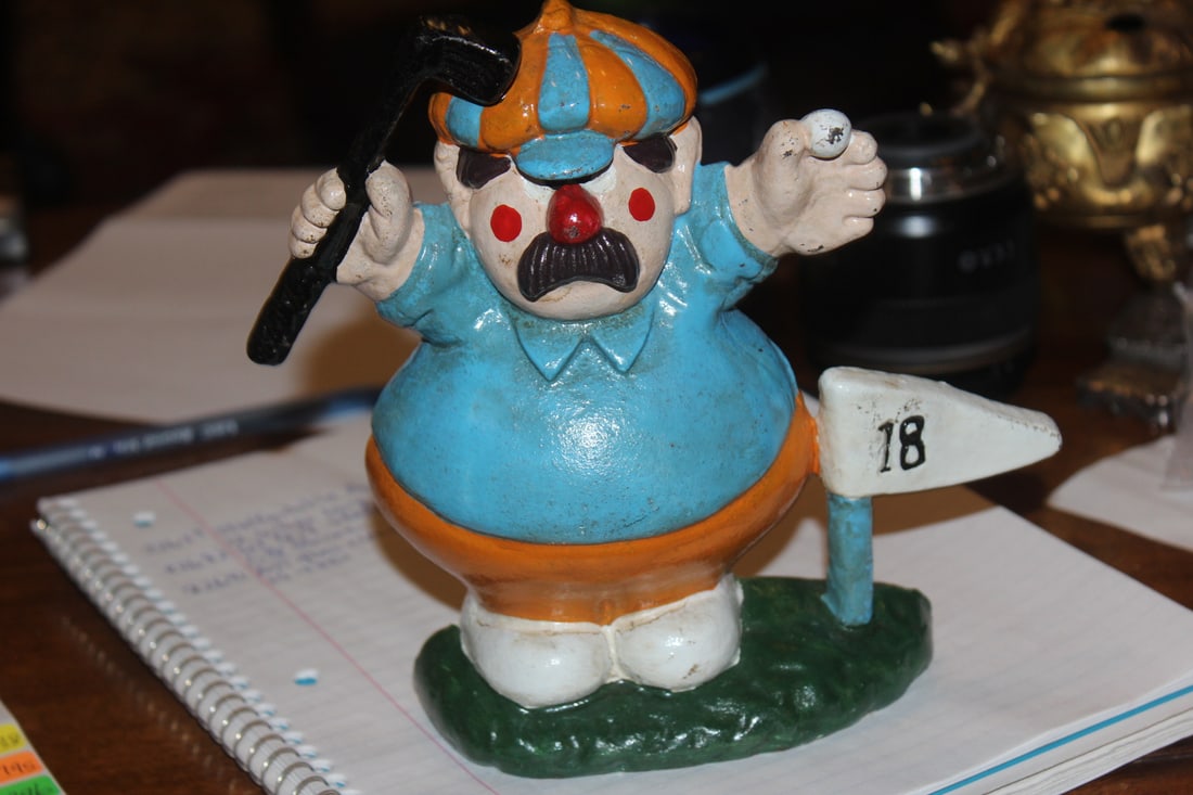 Cast Iron Golf Door Stopper: 6 7/8" tall