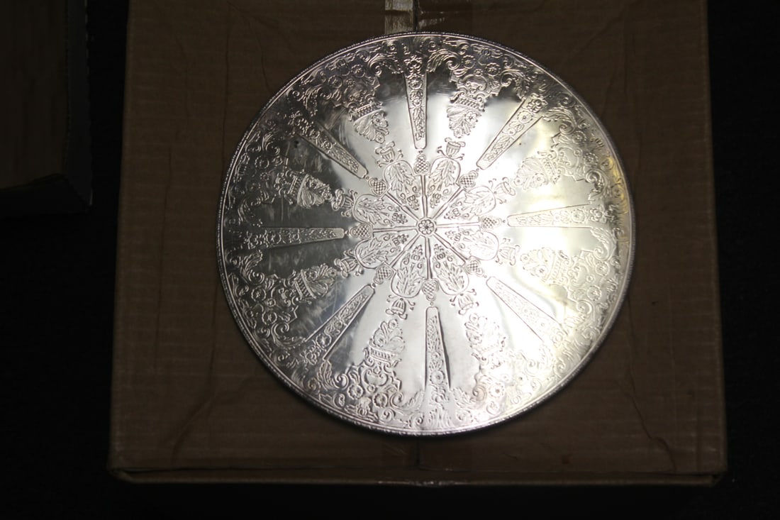 Silverplated Trivet: scroll design - made in Sweden - 8 5/8" in diameter