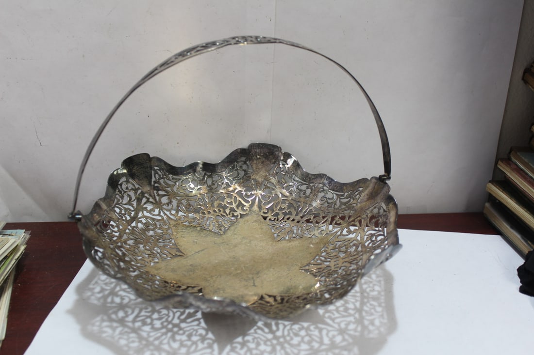 A Silverplated Basket: 10 3/4" in diameter