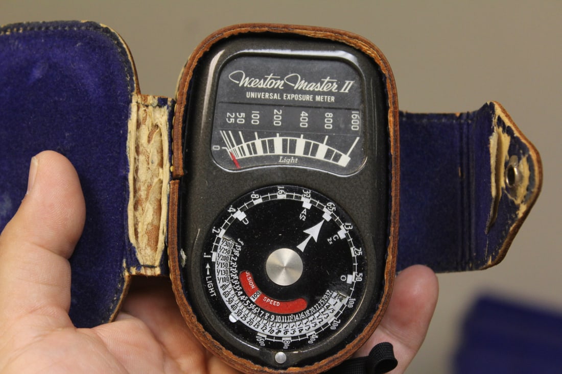 Vintage Camera Meter: with leather case