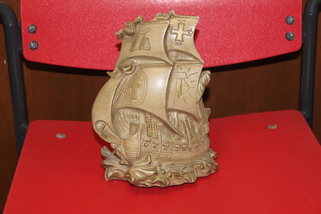 A Solid Resin Clipper Ship: Possibly a door stopper - 9 1/2 inches tall **