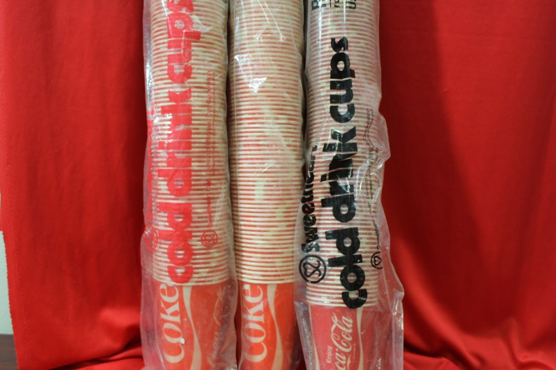 3 Tubes of Coca Cola Papercups: vintage