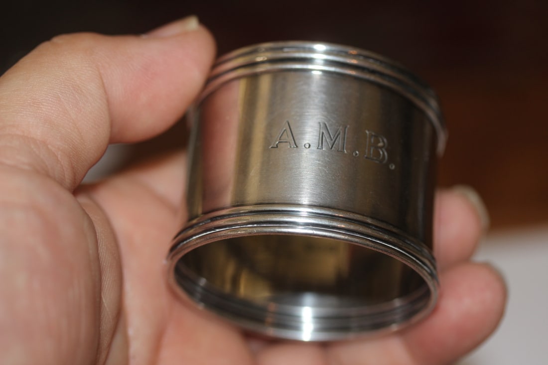 Single Sterling Silver Napkin Ring: please note: monogrammed