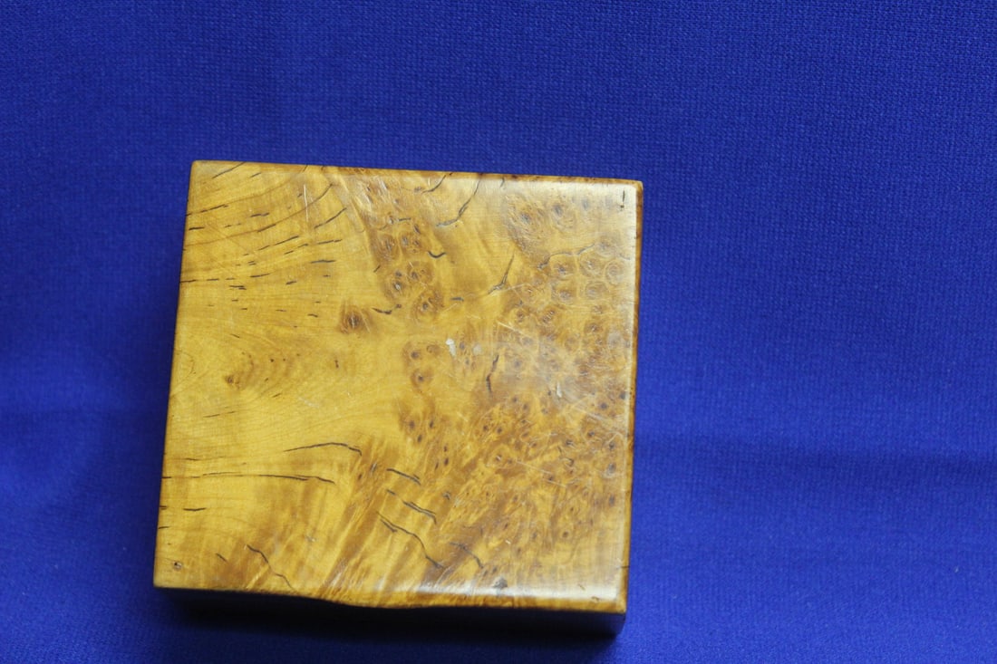 A Vintage Burlwood Box: 3 3/4" square