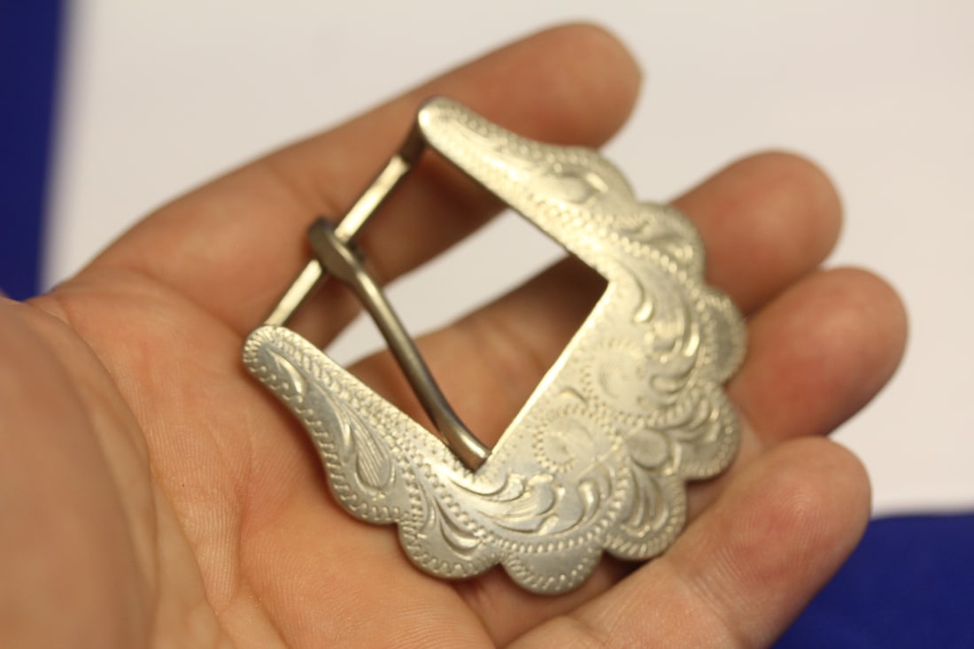 A Vintage Alpaca Silverplated Belt Buckle: from Mexico
