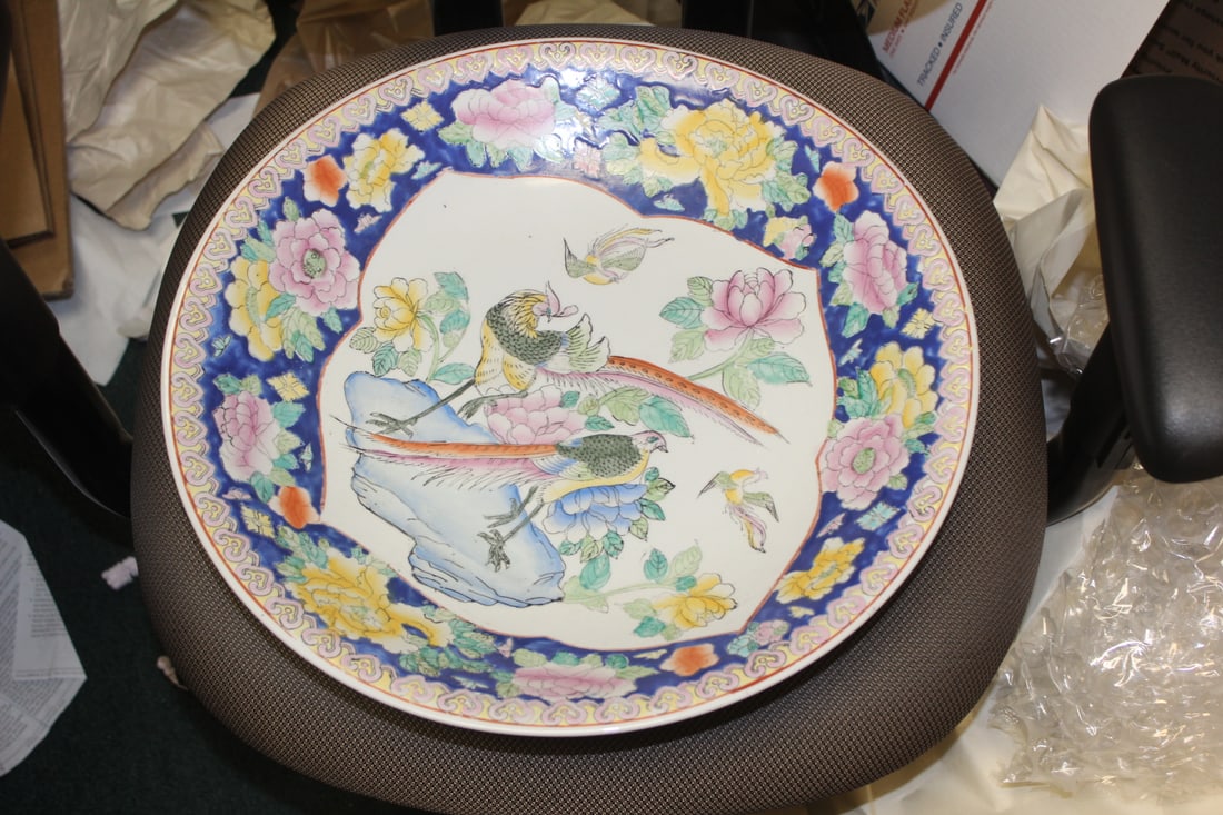 Large Chinese Charger/Bowl: signed - 16 1/8" in diameter