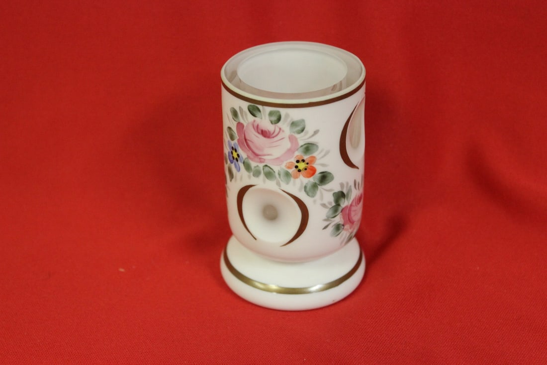 A Bohemian Cut Glass Toothpick Holder: 3 1/4" tall