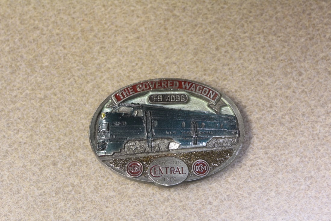 Enamel Belt Buckle: The Covered Wagon New York Central