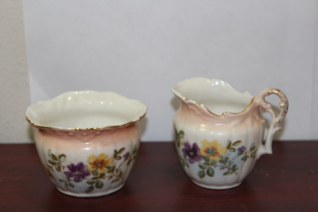 A Pair of Cream and Sugar Containers: from Austria - sugar= 4 1/8" in diameter