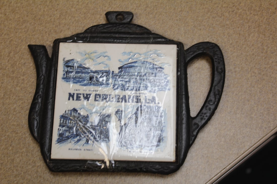 Cast Iron Tile and Cast Iron Trivet: 7 1/8" wide