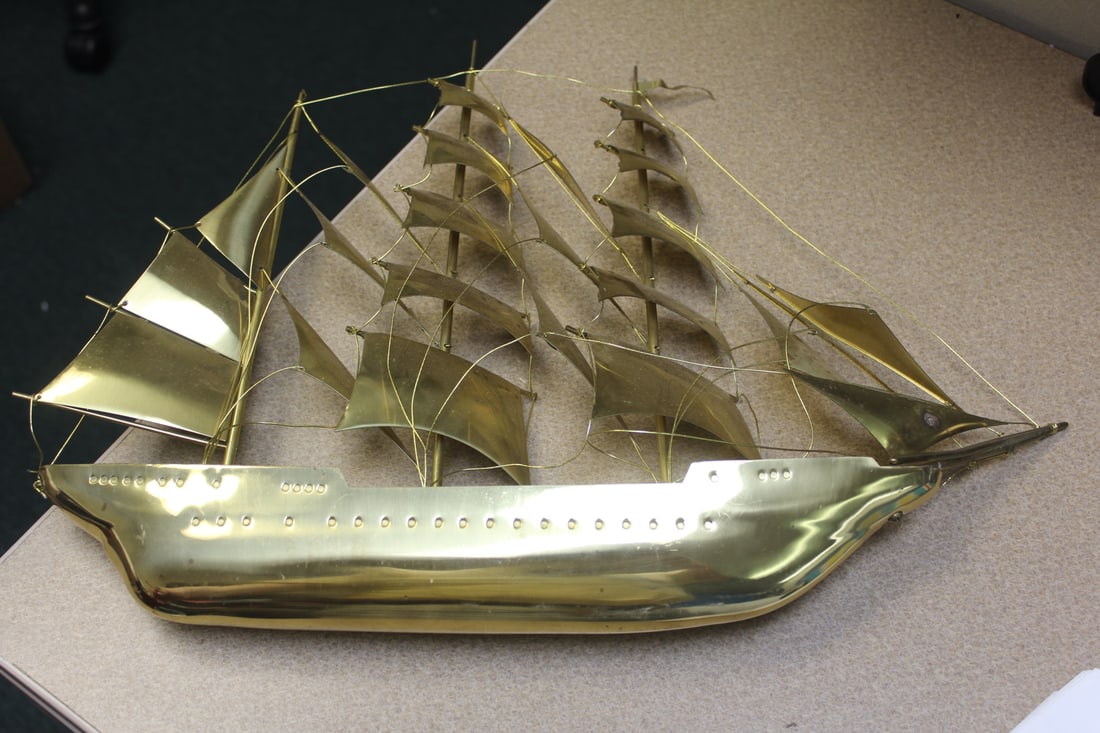 Metal Clipper Ship Wall Hanger: 18" across - nicely done