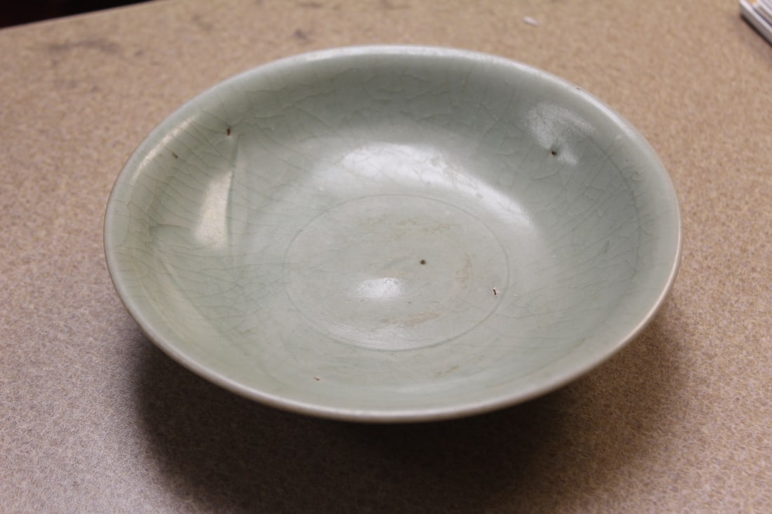 Antique Celadon Bowl: Chinese/Japanese/Korean - appeared to be 19th century or older - 6 3/8" in diameter