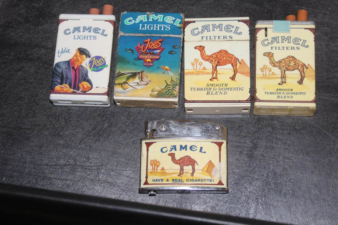 Lot of 5 Camel Lighters: vintage - not tested if any of them works or not