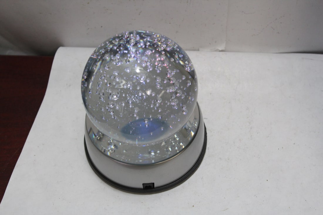 A Large Control Bubble Glass Paperweight: with different color lights - please note: DC only, AC adapter is missing - 3 1/2" in diameter x 4 1/2" tall