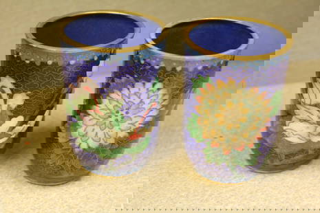Lot of 2 Chinese Cloisonne Cups: 3 inches tall each