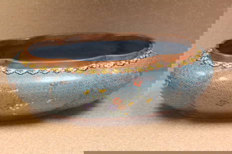 Antique Chinese Cloisonne Oval Bowl: or washer - most likely 19th century